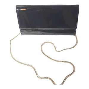 ALDO black vegan patent leather envelope bag